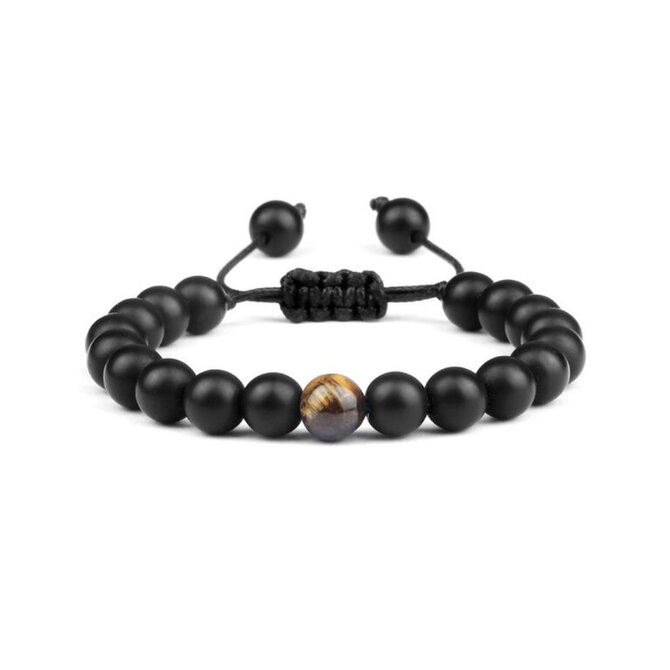 Pánský náramek Tiger Eye Black Černá, Achát