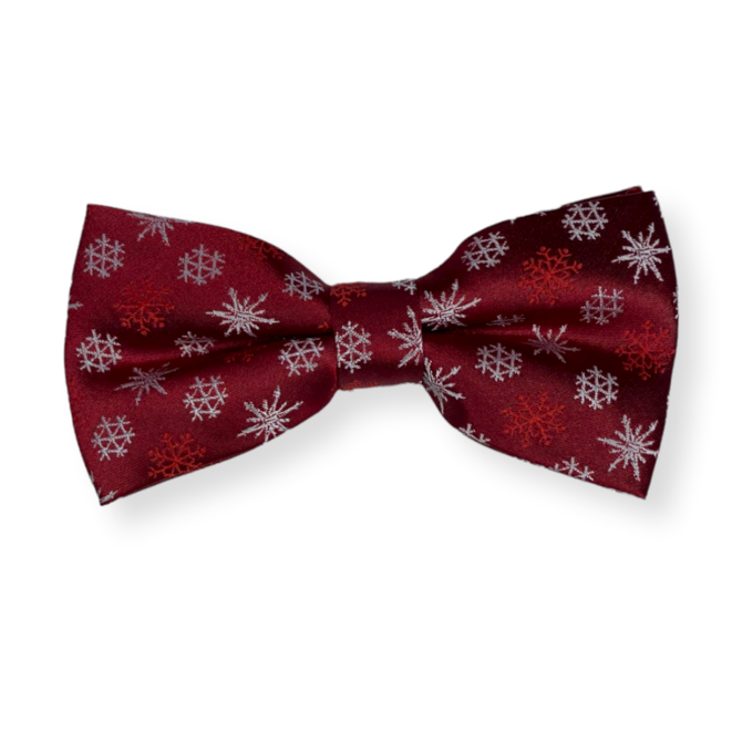 Červený vánoční motýlek s vločkami Červená, Polyester