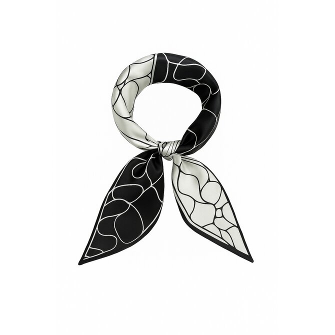 Kolem Krku Šátek černo-bílý s abstraktním vzorem