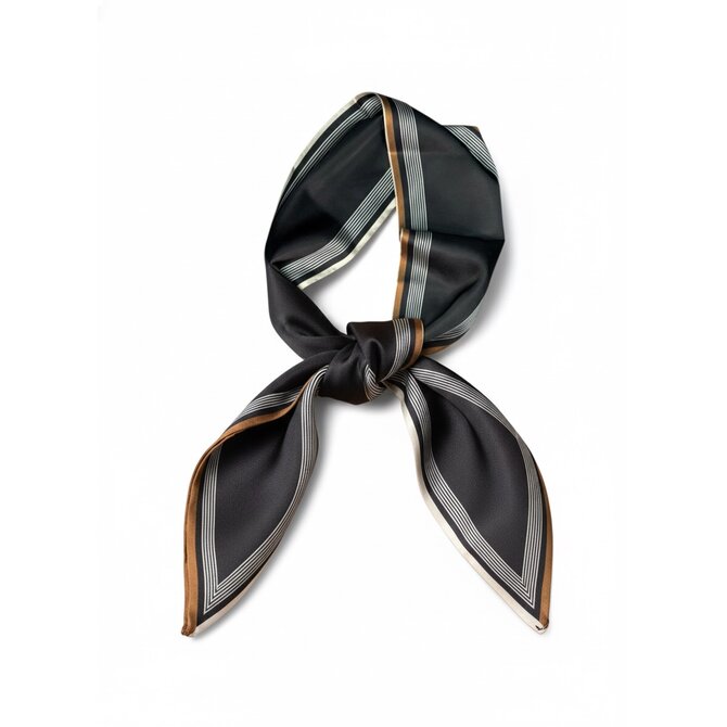 Kolem Krku Šátek černo-hnědý s pruhy