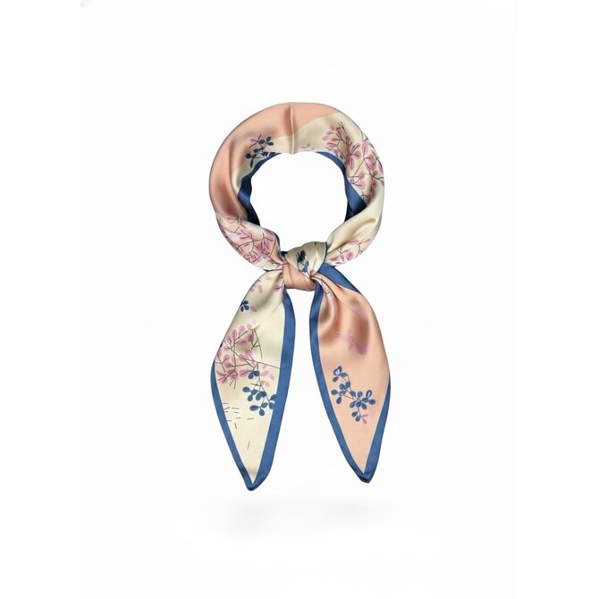 Kolem Krku Šátek broskvově-modrý s květy