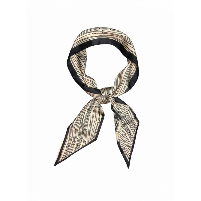 Kolem Krku Šátek černo-béžový s liniovým vzorem