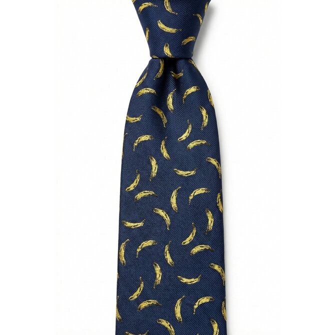 Kolem Krku Tmavě modrá kravata s banány Modrá, Polyester