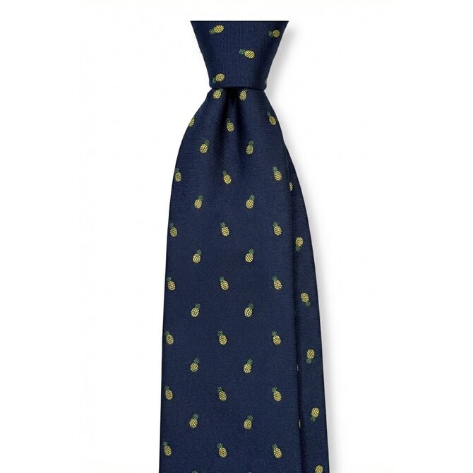 Kolem Krku Tmavě modrá kravata s ananasy Modrá, Polyester