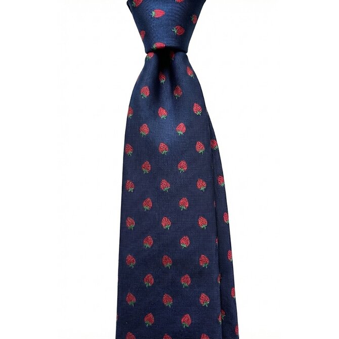 Kolem Krku Tmavě modrá kravata s jahodami Modrá, Polyester