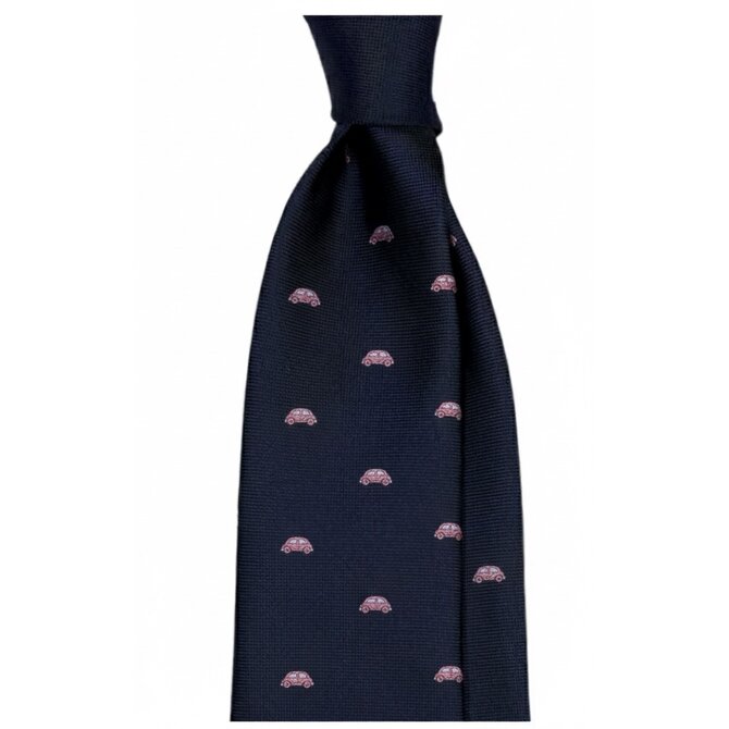 Kolem Krku Tmavě modrá kravata s růžovými auty Modrá, Polyester