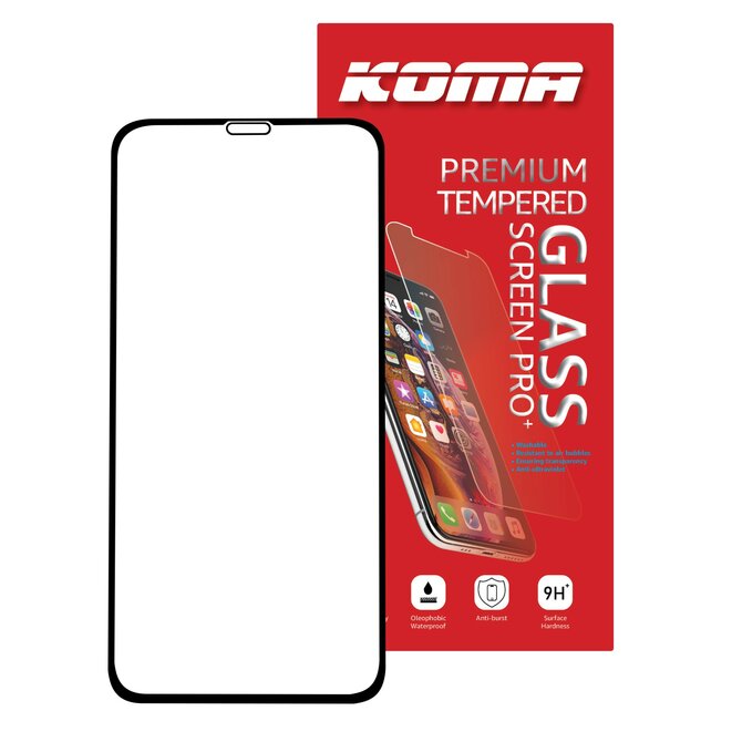 KOMA Tvrzené sklo Full Cover pro iPhone X / XS / 11 Pro, zaoblení 3D, tvrdost 9H