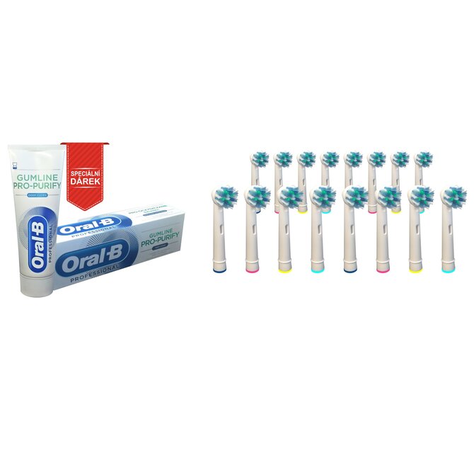 KOMA Sada 16 ks náhradních certifikovaných hlavic NK01 ke kartáčkům Braun Oral B Cross Action + DÁREK Zubní pasta ORAL-B