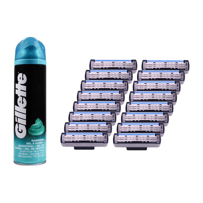 KOMA M3 - Sada 16ks holících břitů kompatibilních s Gillette Mach 3 + DÁREK Gel na holení