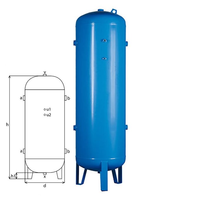 Tlaková nádoba stojatá lakovaná 1000 l - 11,5 bar