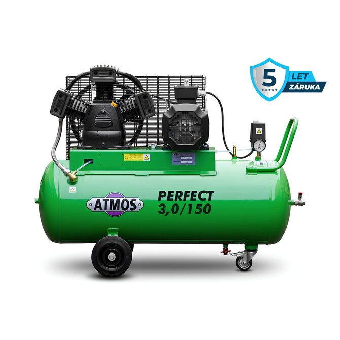 Pístový kompresor Perfect - 3/150  příkon 3,0 kW, výkon 408 l/min, tlak 10 bar, vzdušník 150 l, napětí 400/50 V/Hz