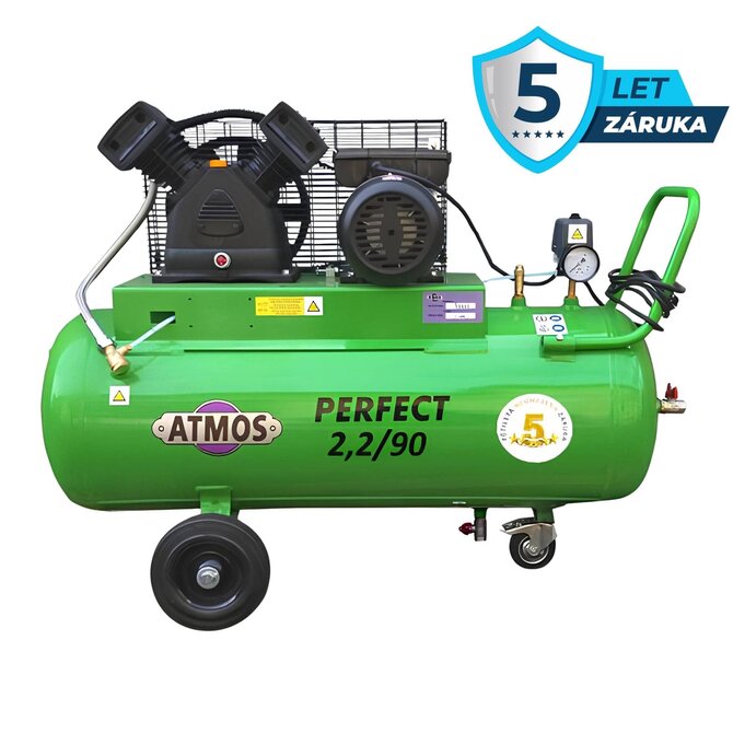 Pístový kompresor Perfect - 2,2/90 XE  příkon 2,2 kW, sací výkon 420 l/min, tlak 10 bar, vzdušník 90 l, napětí 400/50 V/Hz