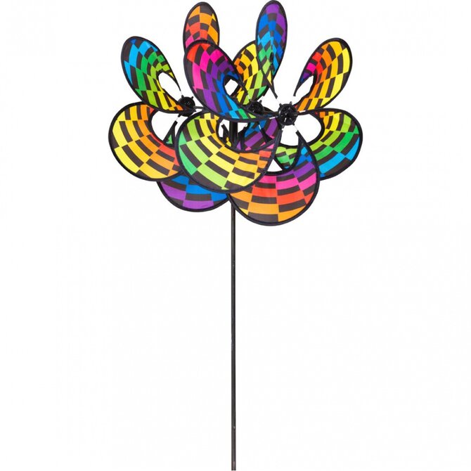 Invento větrník Flower Duet Rainbow Checker
