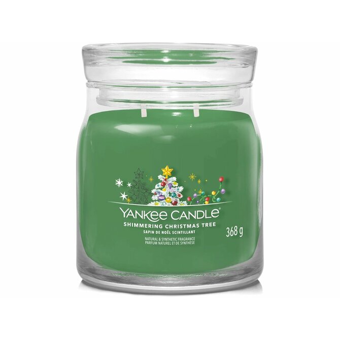Yankee Candle vonná svíčka Signature ve skle střední Shimmering Christmas Tree 368g Zelená