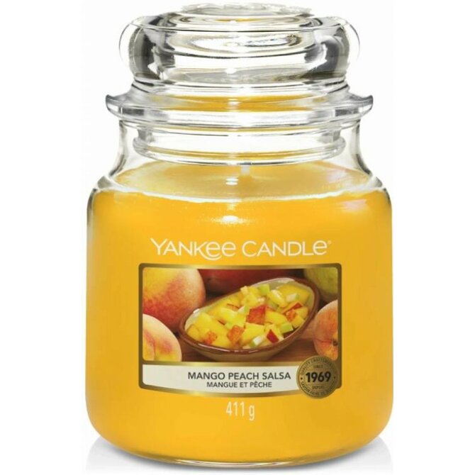 Yankee Candle vonná svíčka Classic ve skle střední Mango Peach Salsa Žlutá
