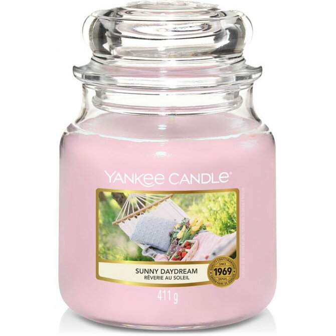 Yankee Candle vonná svíčka Classic ve skle střední Sunny Daydream 411 g Růžová