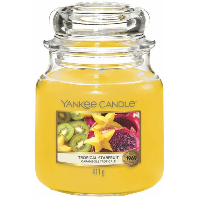 Yankee Candle vonná svíčka Classic ve skle střední Tropical Starfruit Žlutá
