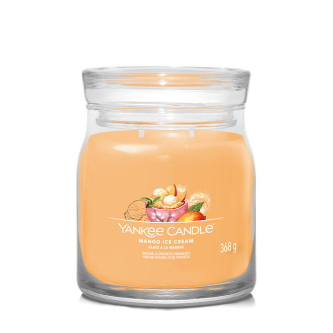 Yankee Candle vonná svíčka Signature ve skle střední Mango Ice Cream 368g Oranžová