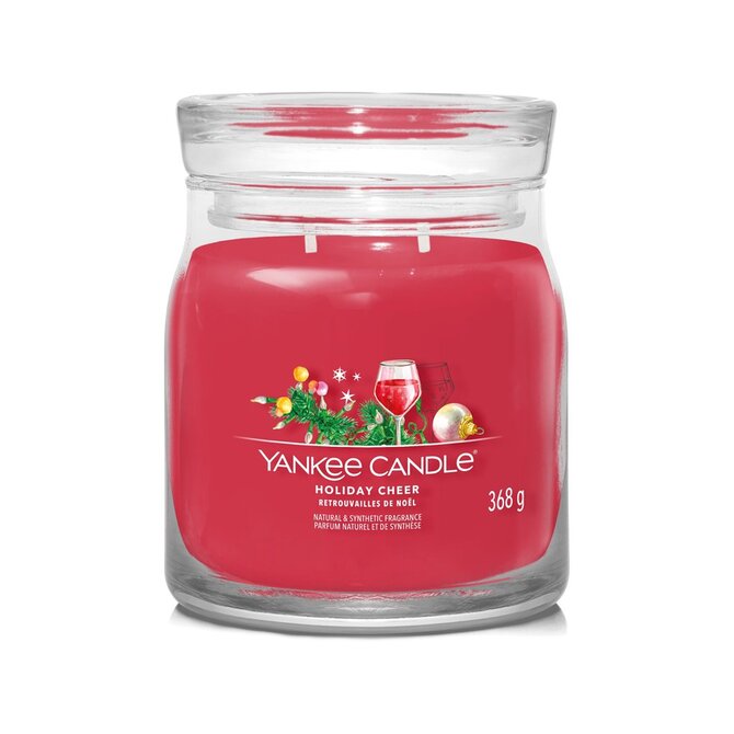 Yankee Candle vonná svíčka Signature ve skle střední Holiday Cheer 368g Červená