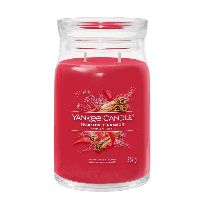 Yankee Candle Sparkling Cinnamon velká vonná svíčka 567g Červená