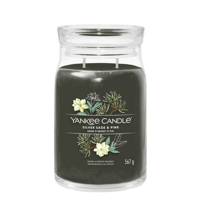 Yankee Candle Silver Sage & Pine velká vonná svíčka 567g Šedá