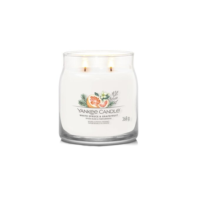 Yankee Candle White Spruce & Grapefruit střední vonná svíčka 368g Bílá