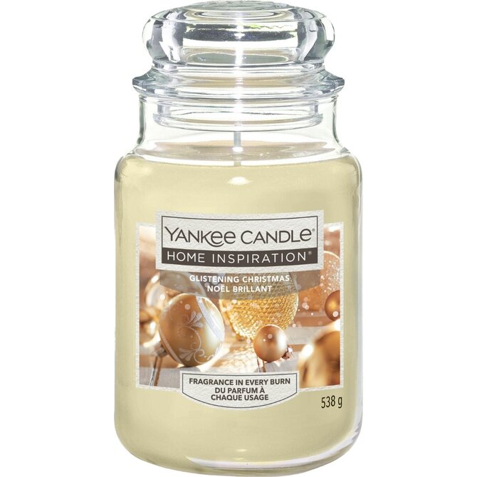 Yankee Candle vonná svíčka Classic ve skle velká Glistening Christma 538 g Krémová