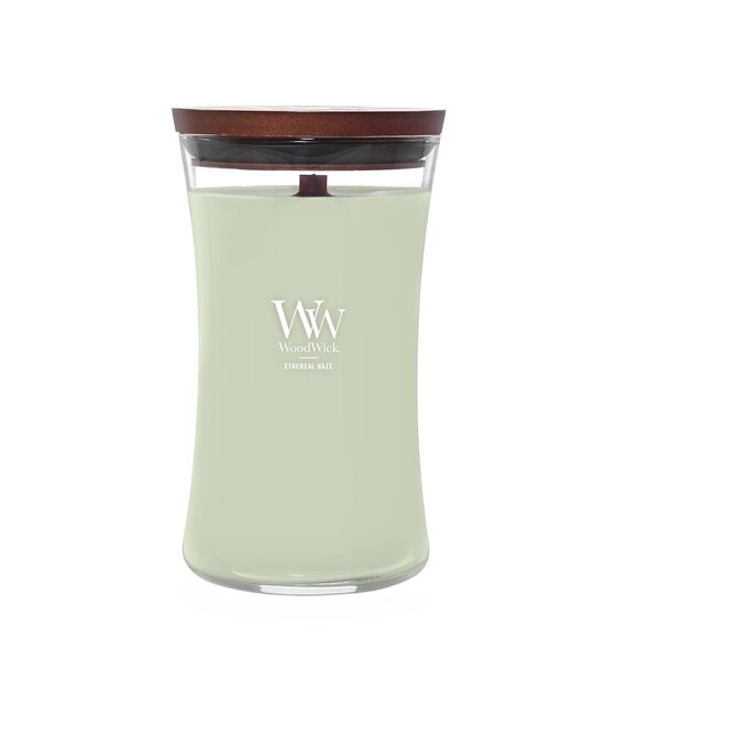 WoodWick vonná svíčka s dřevěným knotem Velká Ethereal Haze 610g Zelená