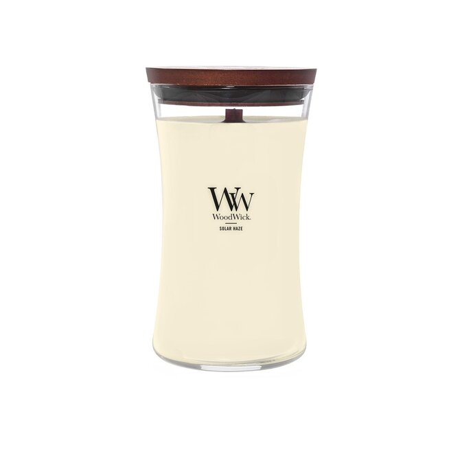 WoodWick vonná svíčka s dřevěným knotem Velká Solar Haze 610g Žlutá