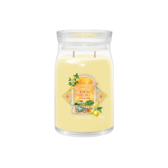 Yankee Candle vonná svíčka Signature ve skle velká Veľká Lemon Gelato 567g Žlutá