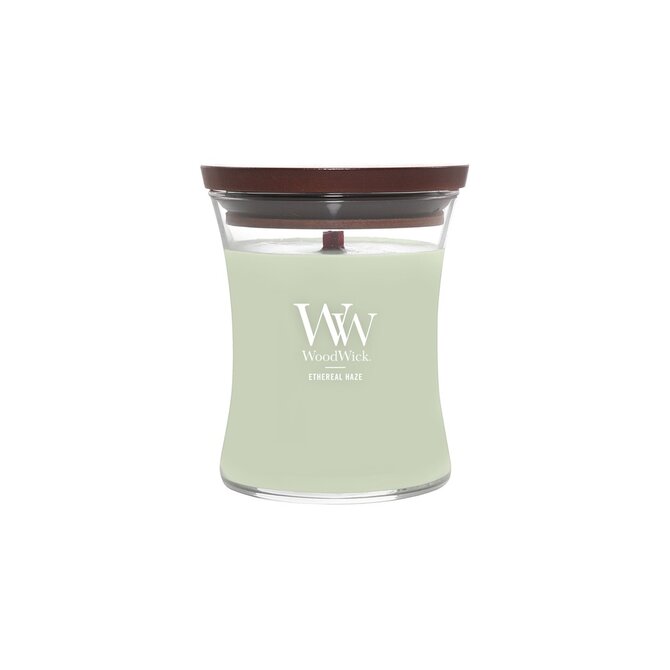 WoodWick vonná svíčka s dřevěným knotem Střední Ethereal Haze 275g Zelená