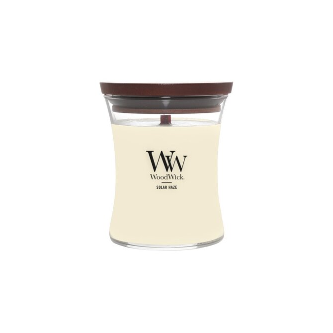 WoodWick vonná svíčka s dřevěným knotem Střední Solar Haze 275g Žlutá