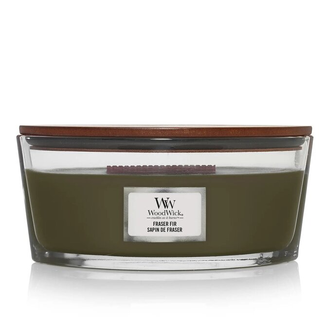 WoodWick vonná svíčka s dřevěným knotem Elipsa Fraser Fir 453,6g Hnědá
