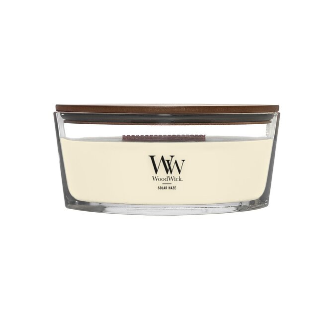 WoodWick vonná svíčka s dřevěným knotem Elipsa Solar Haze 453,6g Žlutá
