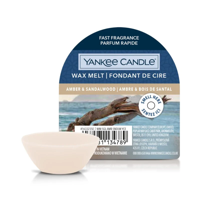 Yankee Candle vonný vosk 22 g Amber & Sandalwood Béžova