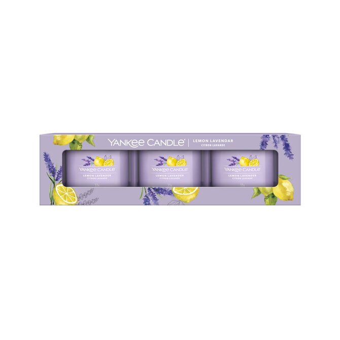 Yankee Candle votivní svíčka ve skle Lemon Lavender 3x37g