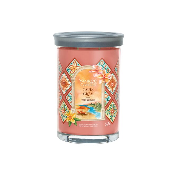 Yankee Candle vonná svíčka Tumbler ve skle velká Capri Glow 567g Růžová