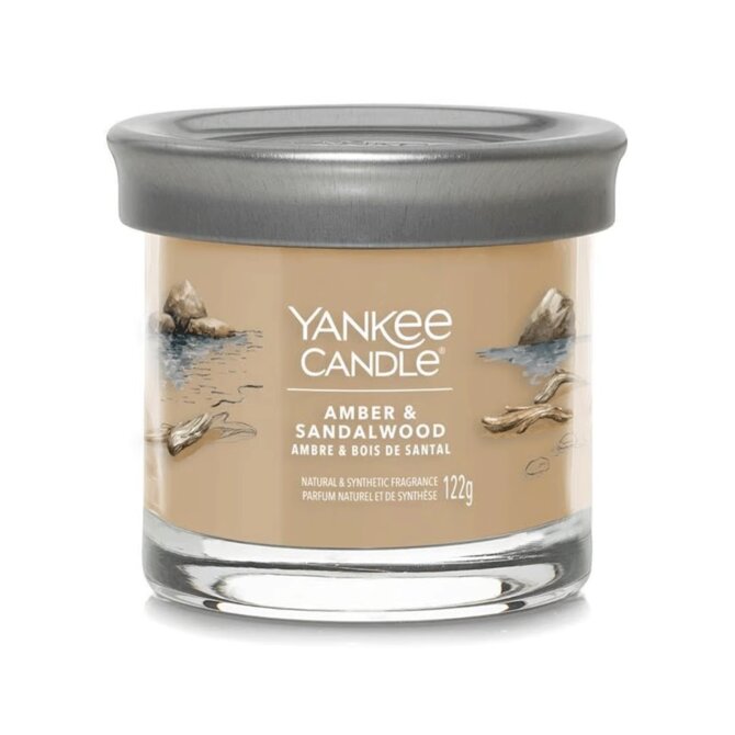 Yankee Candle vonná svíčka Tumbler ve skle malá Amber & Sandalwood 122g Hnědá