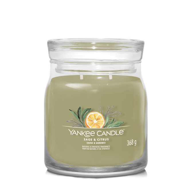 Yankee Candle vonná svíčka Signature ve skle střední Sage & Citrus 368g Zelená