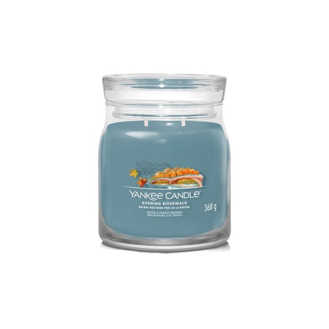 Yankee Candle vonná svíčka Signature ve skle střední Evening Riverwalk 368 g Modrá