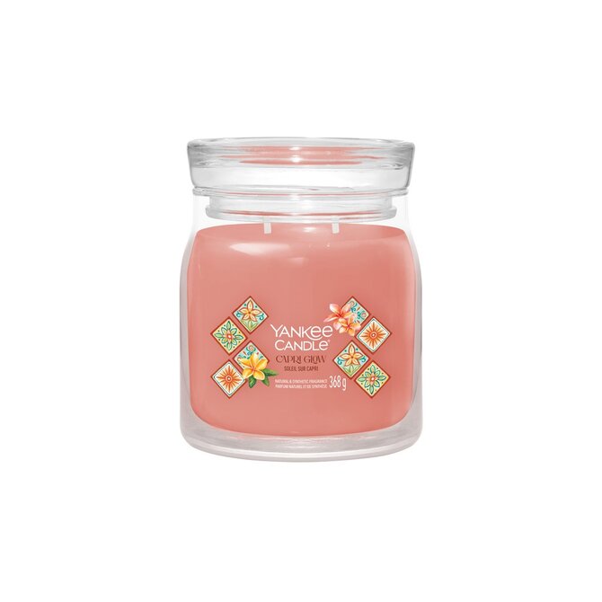 Yankee Candle vonná svíčka Signature ve skle střední Capri Glow 368g Růžová