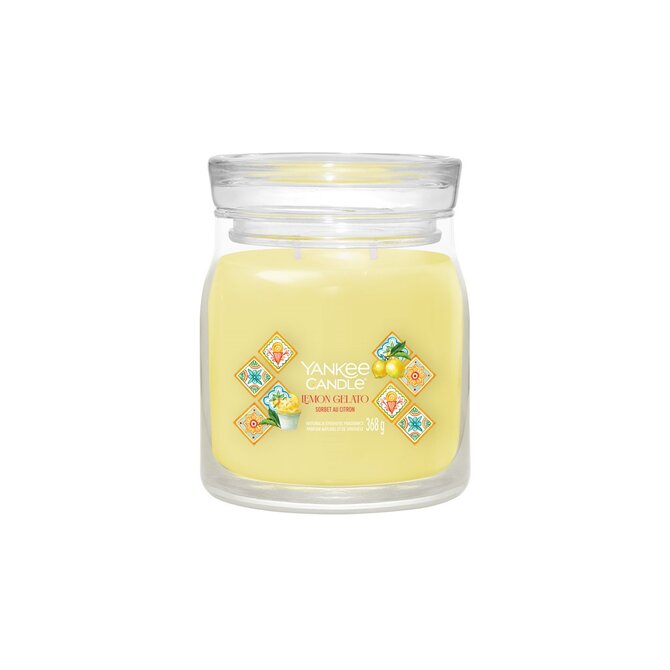 Yankee Candle vonná svíčka Signature ve skle střední Lemon Gelato 368g Žlutá
