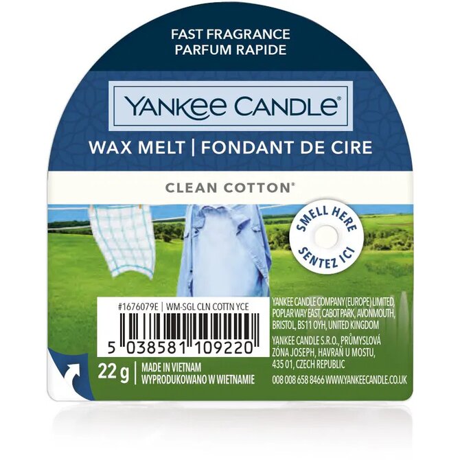 Yankee Candle vonný vosk Clean Cotton 22 g