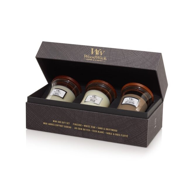 WoodWick dárkový set 3× malá svíčka