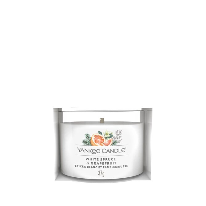 Yankee Candle votivní svíčka ve skle White Spruce & Grapefruit 37g