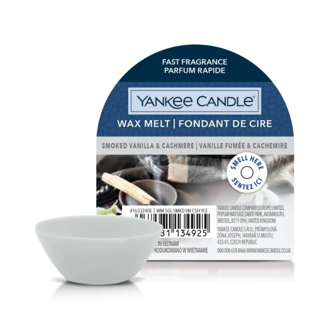 Yankee Candle vonný vosk 22 g Smoked Vanilla & Cashmere Šedá