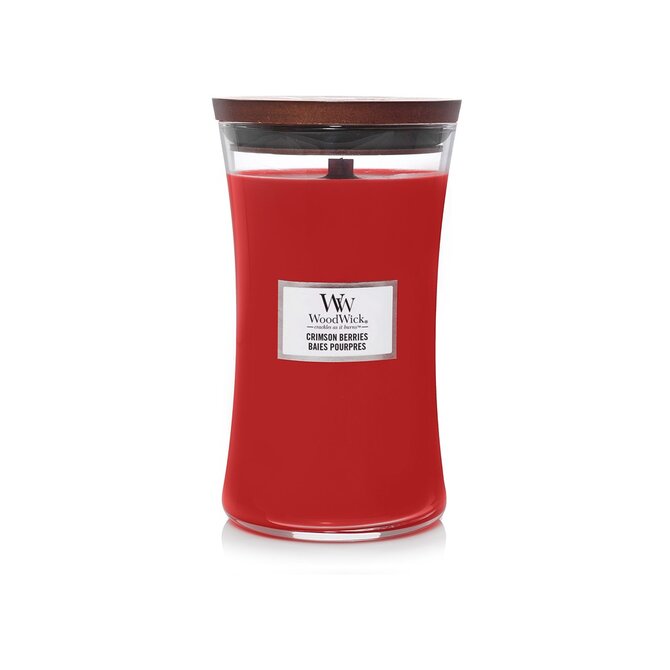 WoodWick vonná svíčka s dřevěným knotem velká Crimson Berries 609 g Červená