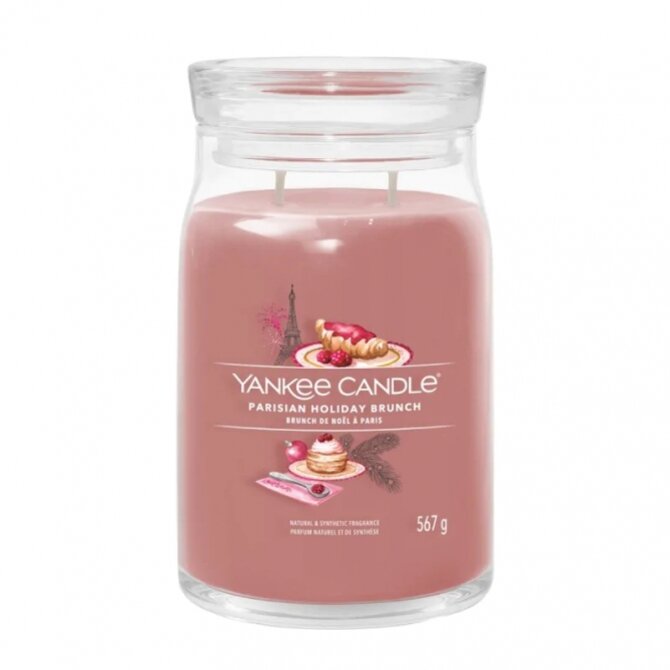 Yankee Candle vonná svíčka Signature ve skle velká Parisian Holiday Brunch 567g Růžová