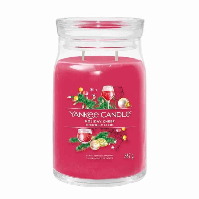 Yankee Candle vonná svíčka Signature ve skle velká Holiday Cheer 567g Růžová