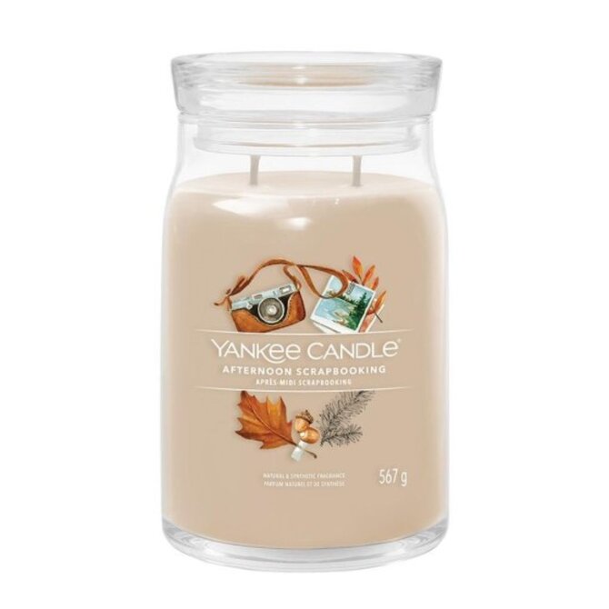 Yankee Candle vonná svíčka Signature ve skle velká Afternoon Scrapbooking 567g Hnědá